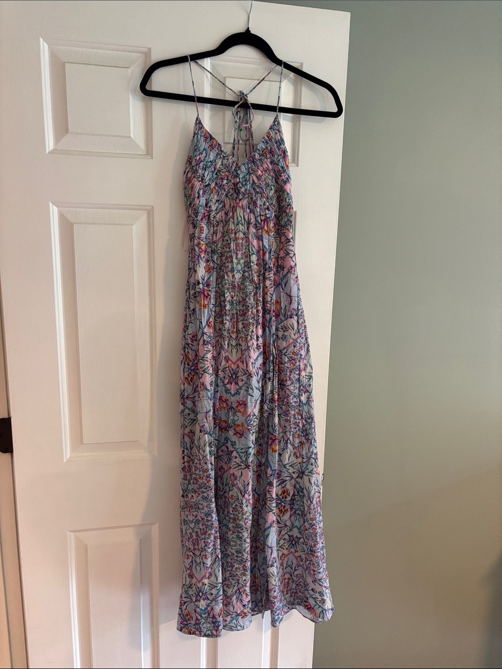 Revolve Pastel Floral Maxi Dress in Light Blue and Pink